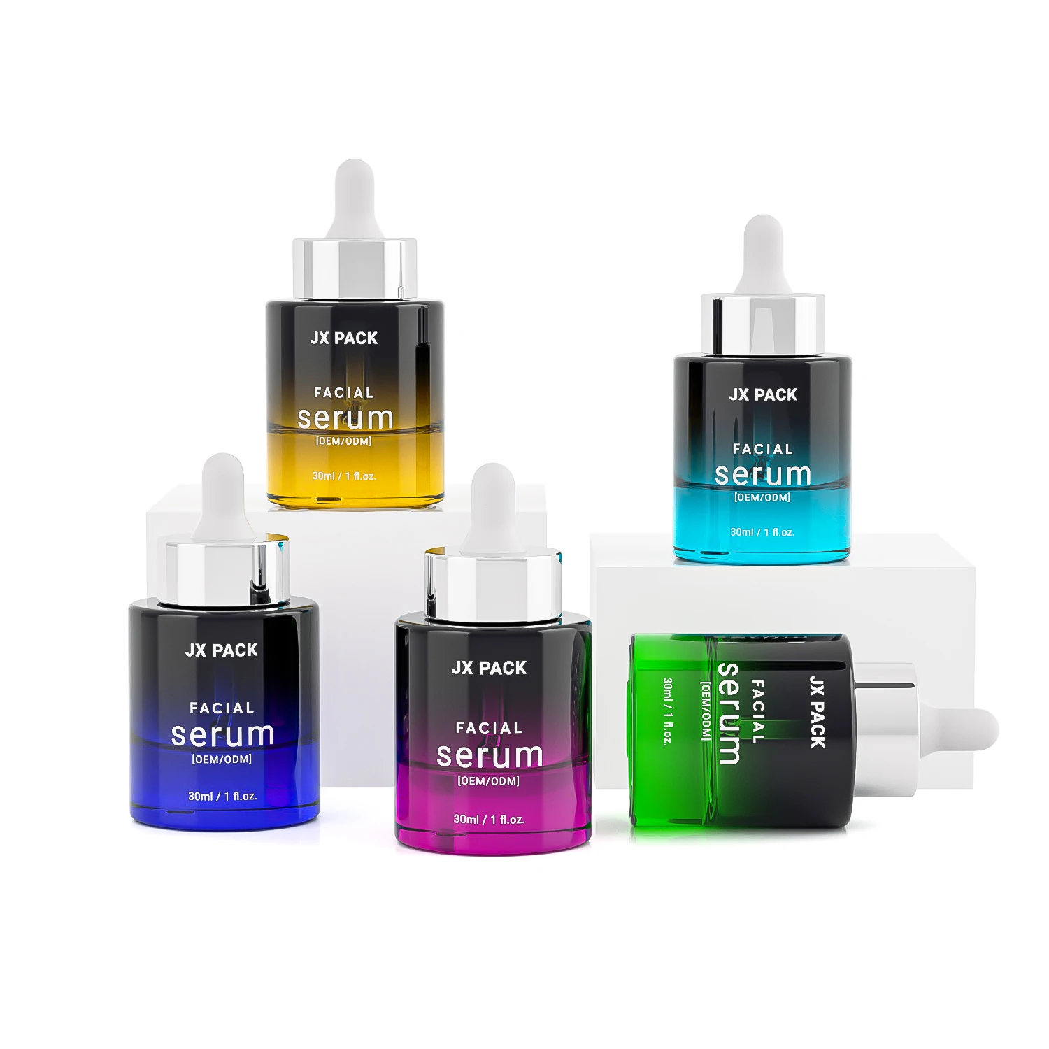 Luxury 1 oz Custom Empty Essential Oil Packaging 30ml 50ml Round Thick Cosmetic Face Serum Glass Dropper Bottle