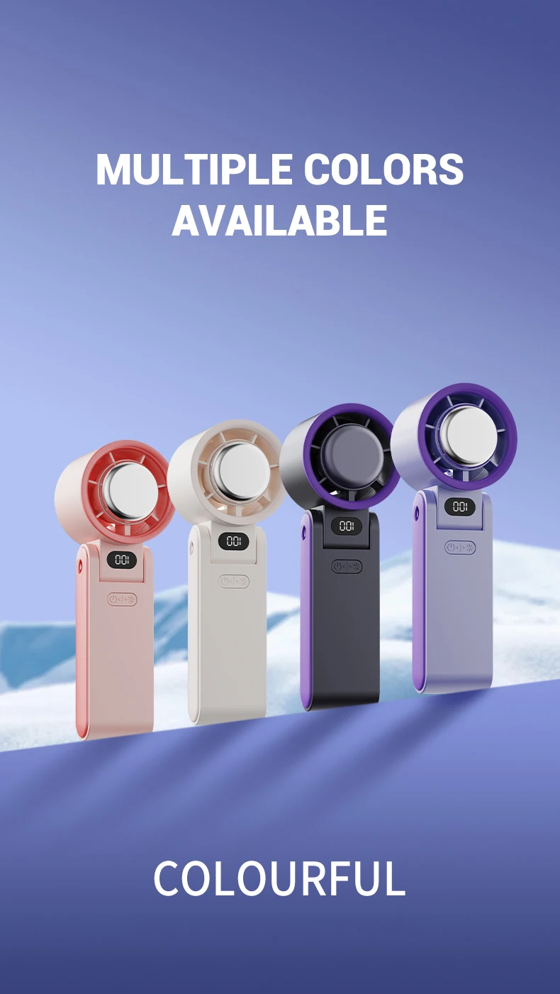 product 2025 handheld turbo fan 13000prm rechargeable portable mini ventilador 100 speed air cooling wearable neck hanging electric fan-3