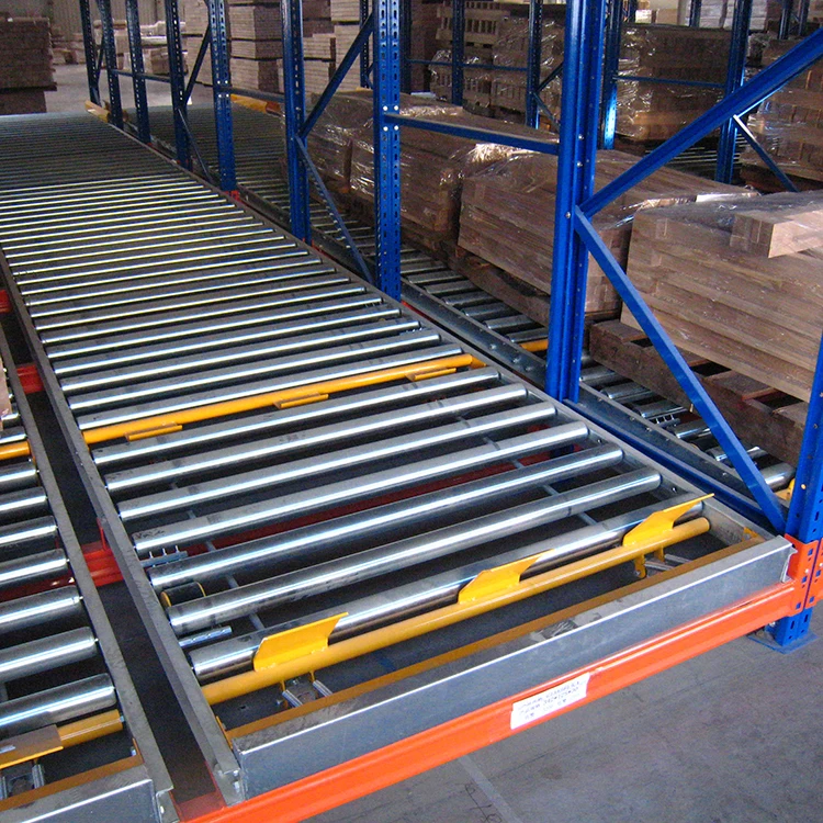 Pallet Flow Racking System Steel Shelf With Roller Tracks Warehouse Rack Storage Shelf