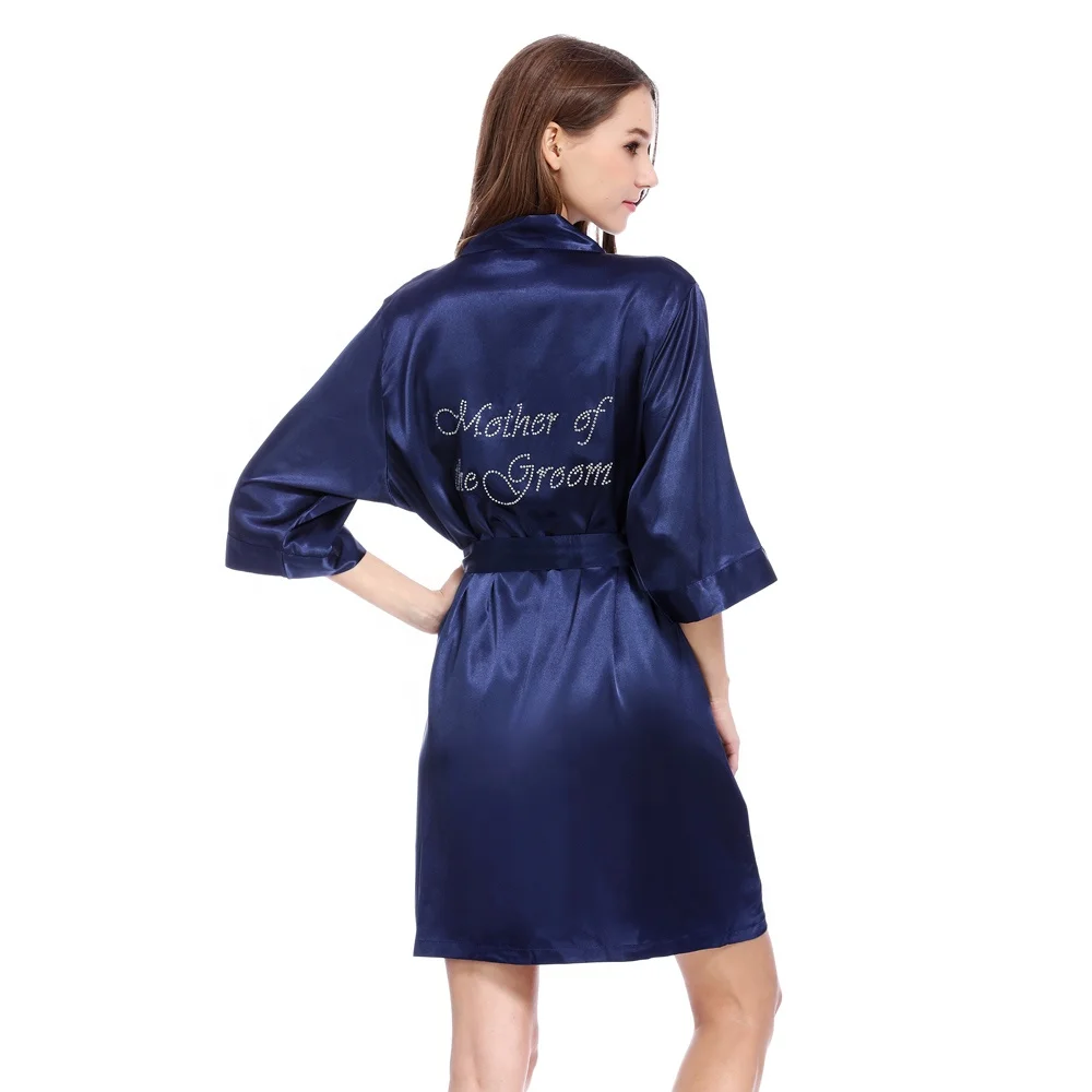 Custom With Print Embroidery Logo for Spa Wedding Bride Bridesmaids Bridal Party Silk Satin Kimono Women Robes Night Gown