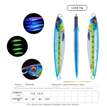 CHEERY 40g 60g 80g UV Luminous Slow Saltwater Fishing Metal Jig Lure Major Craft-jigpara Slim 3D Printed with Scale – Metal Jig – view 4