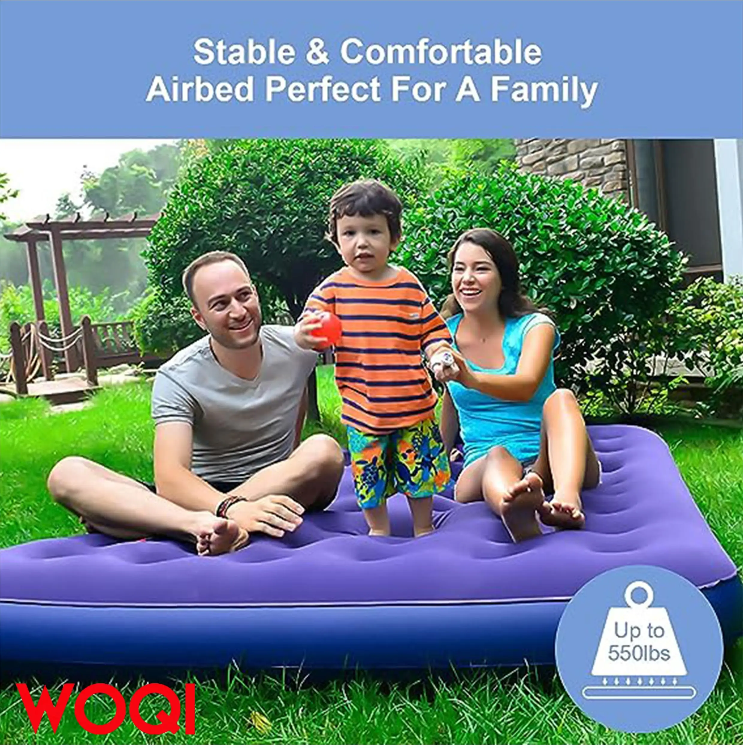 Woqi Camping Air Mattress Inflatable Air Bed Inflatable Air Mattresses With Flocked Top