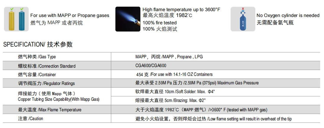 Wholesale High Quality HT-1DS2 Dual-Tip Torch with Self-Ignition (both the Bent Tube and the Tip Can Swivel 360&deg;) HVAC Tool