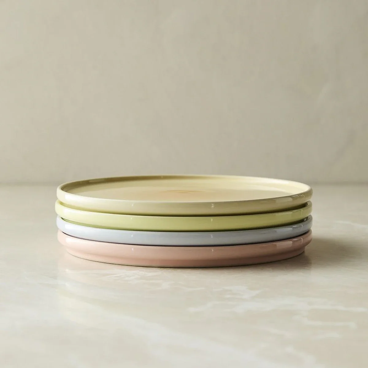 Raised Rim Plate Set Nature Cream Glaze Ceramic Raised Rim Flat Chef Dish Sets Salad ...