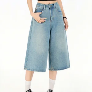 GX501 New Street Wear Summer Clothing Vendor High Waist Jean Women Loose Half Denim Shorts