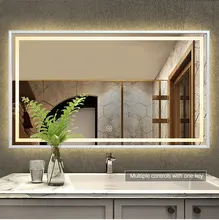 Factory customized metal frame frosted smart bathroom mirror with LED waterproof light wall mirror