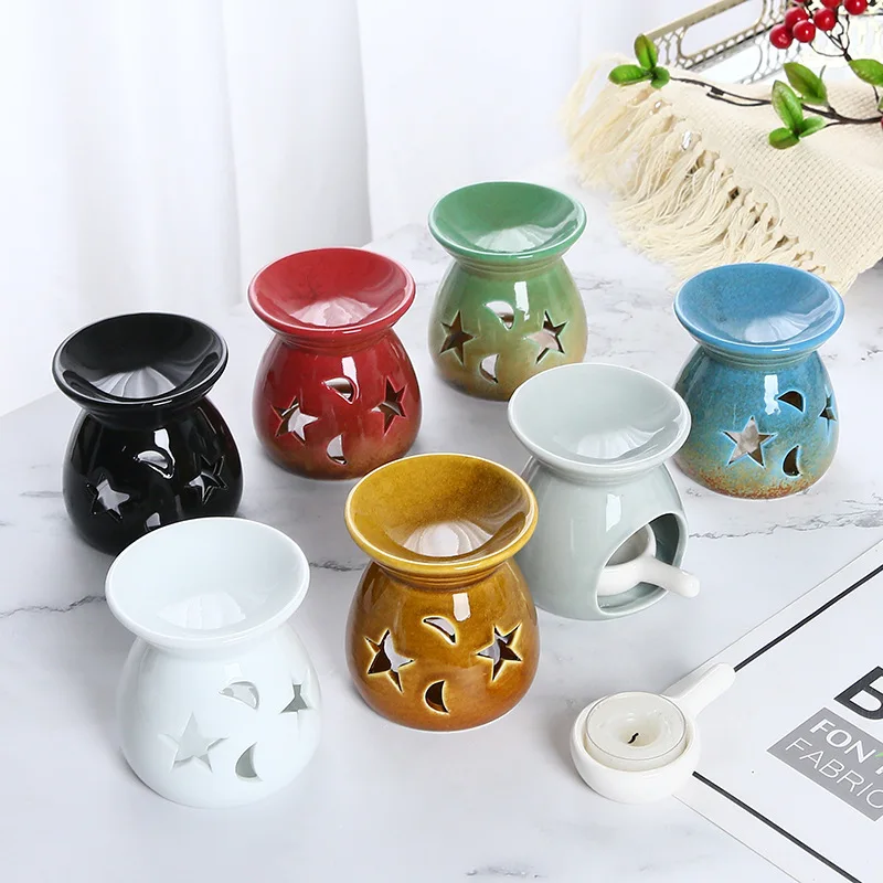 Ceramic Essential Oil Warmer – 70ml Aromatherapy Kiln With Candle Holder