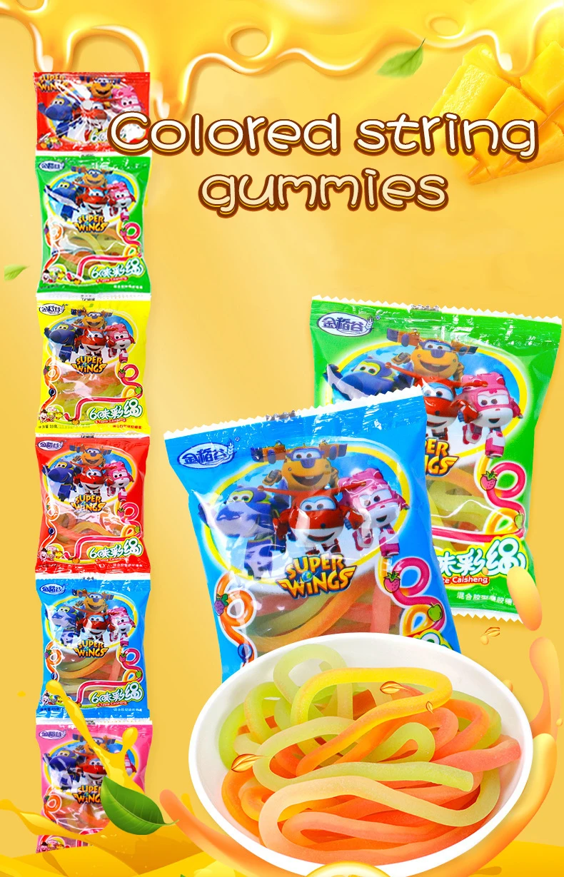 Wholesale 21g Colorful Funny String Gummy Six Fruity Flavours Colored String Candy Buy Colored