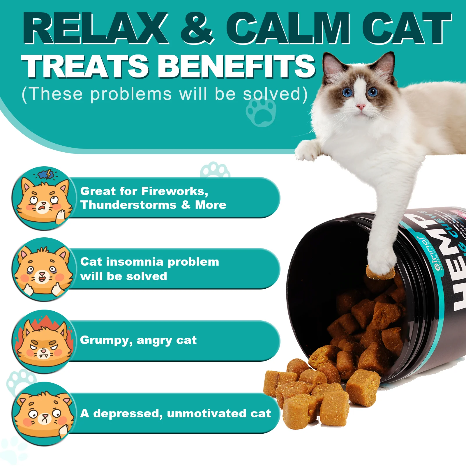 Oimmal 200 Soft Chews Hemp Calming Chews For Cats With Anxiety And