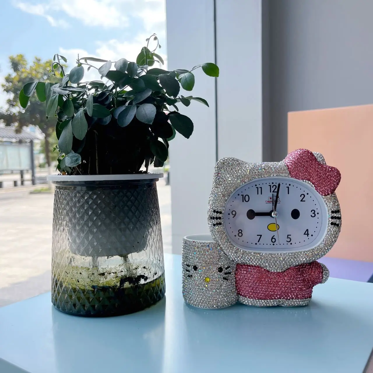 2024 Rhinestone Alarm Clock Luxury Glass Christmas Custom Glass Crystal