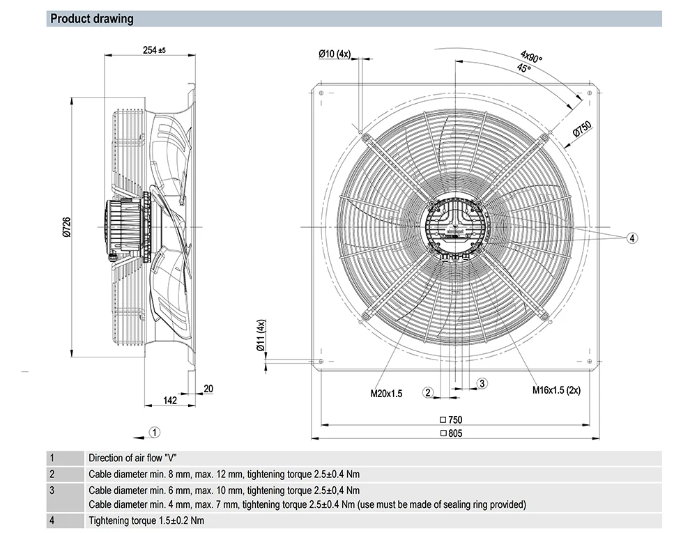 Plug Fan, W3G630-GE55-21, 630mm, HVAC - detail 4