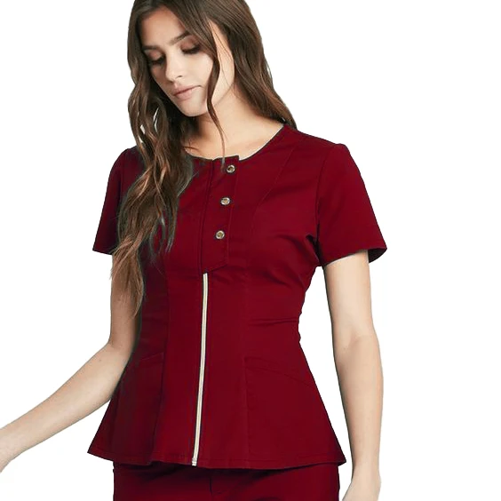 Tulip Top in Tango Red - Medical Scrubs by Jaanuu  Medical scrubs fashion,  Medical outfit, Medical fashion