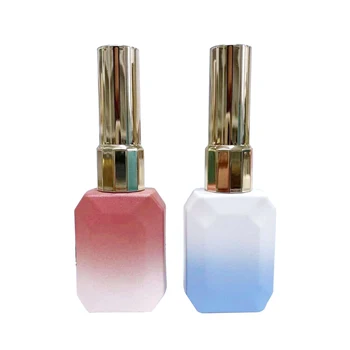 Wholesale Rectangle Nail Polish Bottle Color-Coated Gel with Gold Lid and Style Brush Square Shape and Dropper Sealing Type