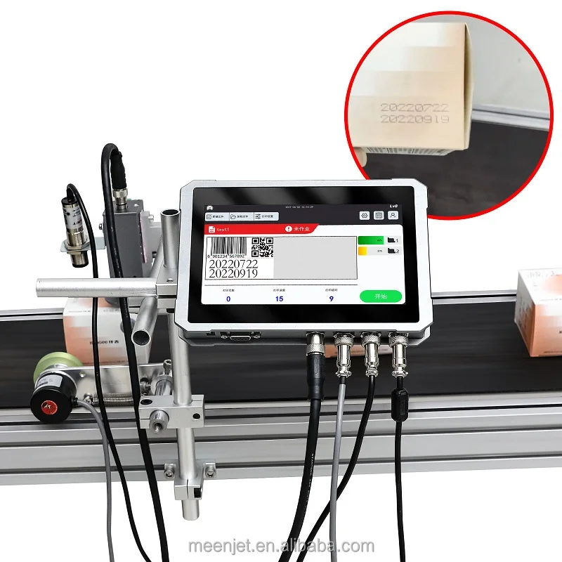 Meenjet Marking Coding Machine Mfg and Exp Date Batch Number Inkjet Printer for HDPE Pipe Carton Box Plastic Bottle Bag Metal
