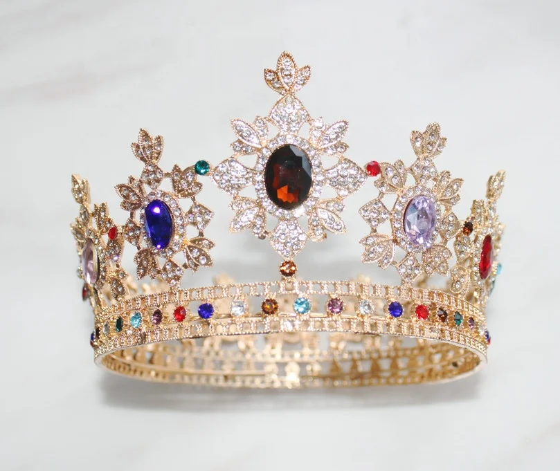 Factory Wholesale Cheap Free Customized Mixed Gold Full Round Pageant Crowns Silver Queen Diamond Crown Tiaras for Girls