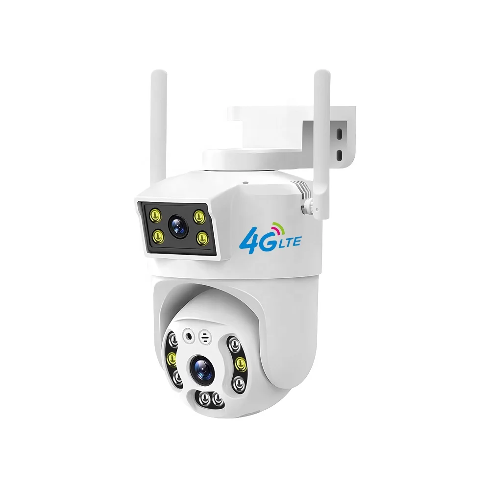 4MP Dual Lens 4G SIM Camera Outdoor PTZ Dual Screen Auto Tracking Security CCTV Video Surveillance V380 Home Smart Wireless Cam