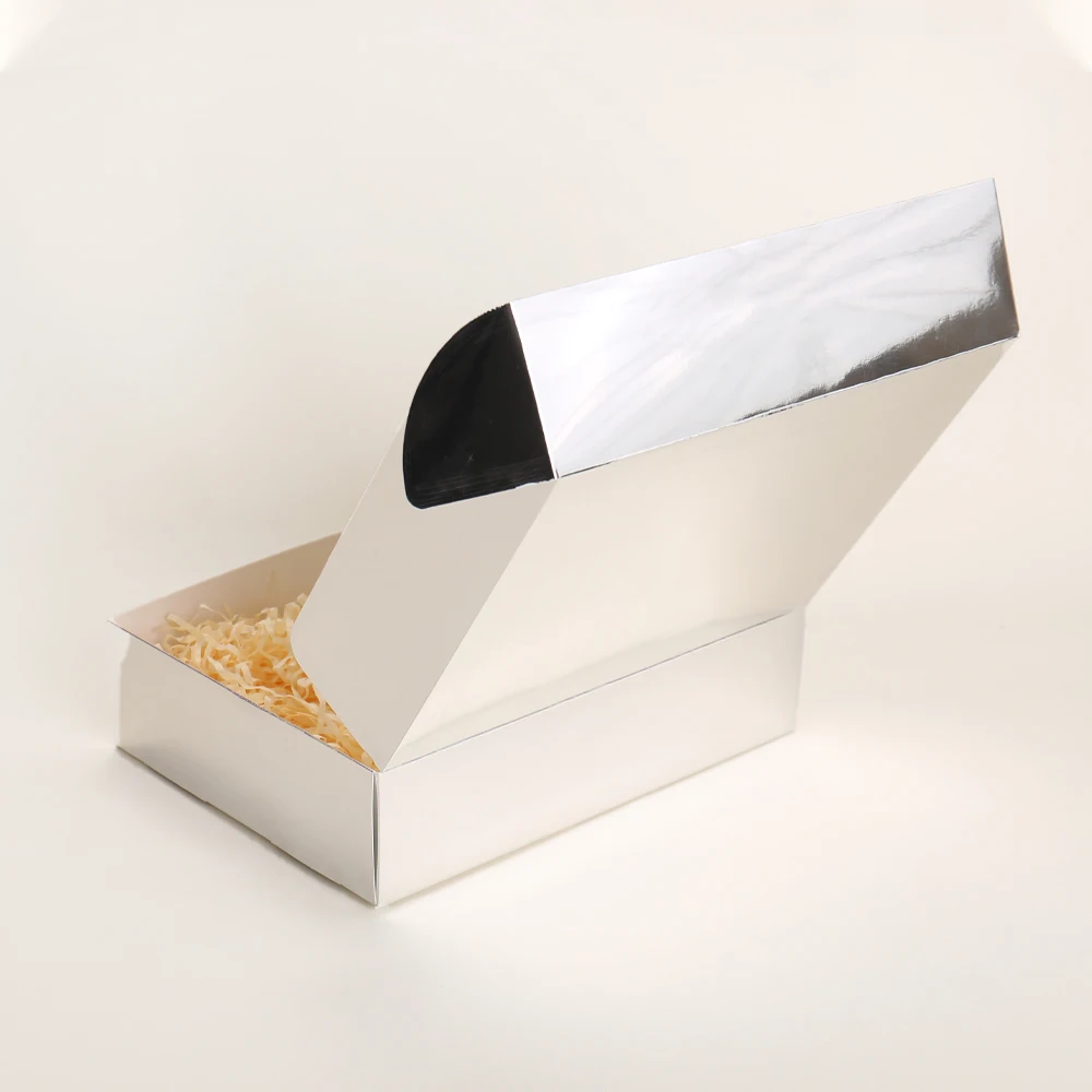 Custom Elegant Design Folding Soft Shipping Box Special Silver Card Paper for Candle with Logo Sticker