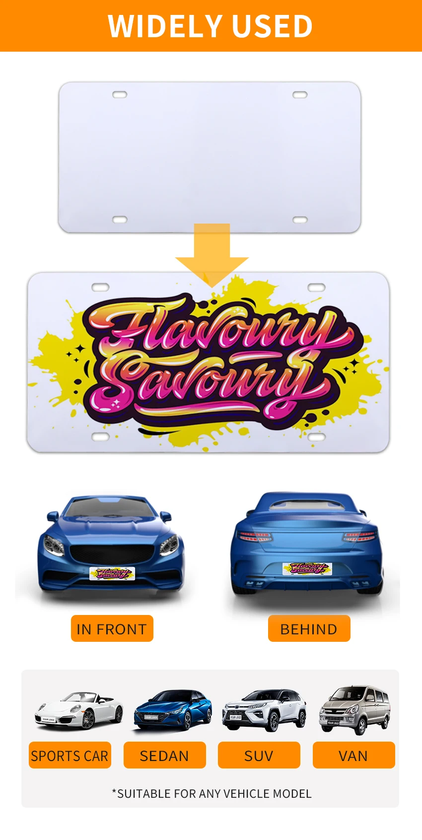 Auplex Sublimation Aluminum Plate Number Licence Flip Number Plate For Car Number Plate Frame