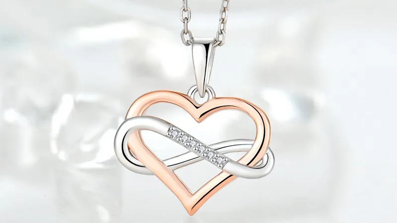 925 Sterling Silver Rose Gold Plated Heart Infinity Pendant With Cubic  Zirconia Romantic Jewelry Gift for Women