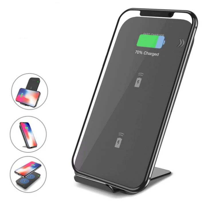 Двойная катушка 10 Вт Беспроводное зарядное устройство 9 в 2 а быстрое зарядное устройство с подставкой