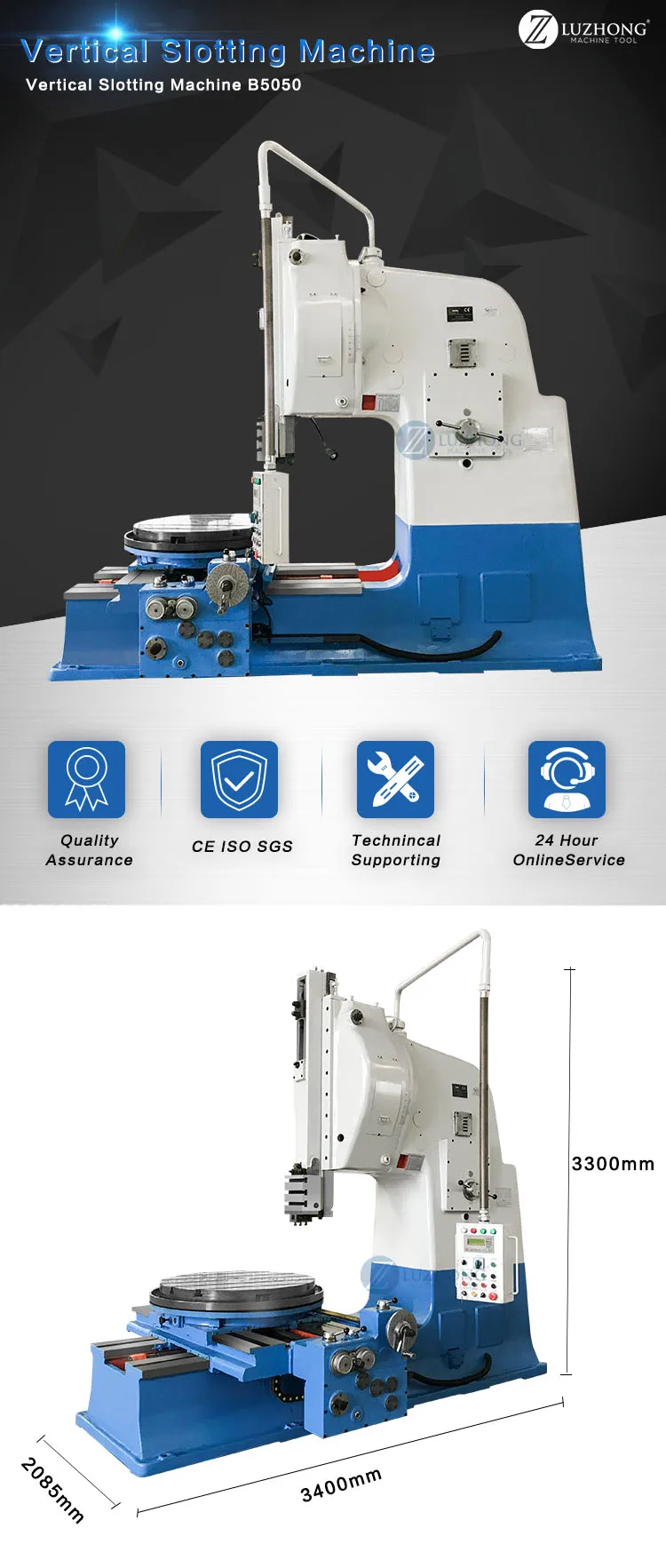 Heavy Duty Vertical Metal Keyway Slotting Machine Slotter Machine B5020