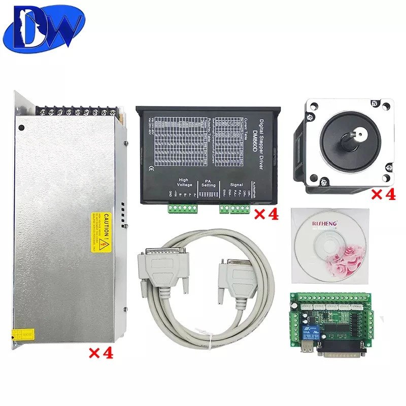 Good Quality 4 Axis Cnc Kit Nema 34 Stepper Motor and Stepper Driver 4 Axis Breakout Board Power Supply