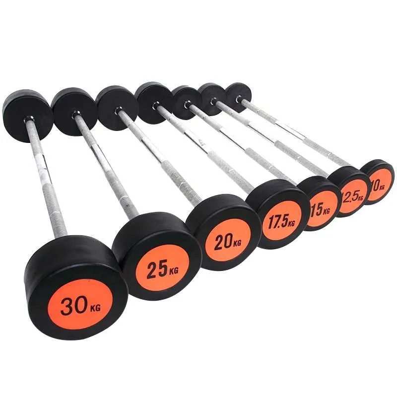 Оптовая продажа фиксированная резиновая штанга черного цвета для тренажерного