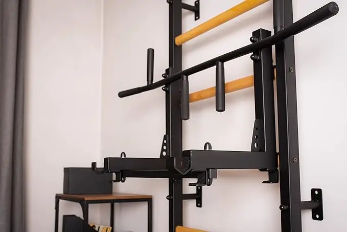 Wellshow Wooden Swedish Ladder Wall Stall Bar Indoor Chin up Bar Workout Equipment for Home Exercise Physical Therapy Gymnastics