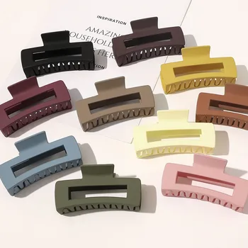 SongMay 10.5 cm Large Claw Clips Frosted Hollow Rectangular Bright surface hair clips Suitable for Thick Hair