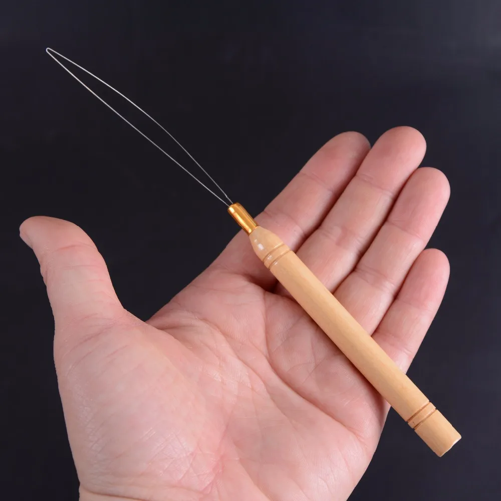 wooden handle hook needle hair extension