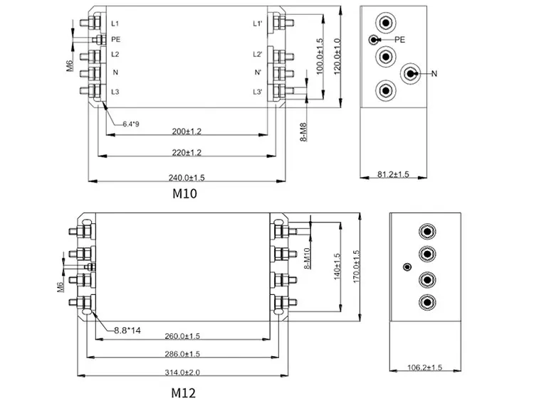 Industrial Low Leakage Current Single-Stage 3P4W EMI Power Filter for CNC Machines UPS Systems factory