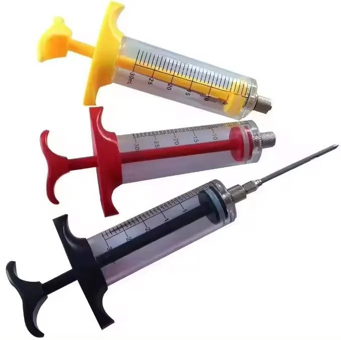 Meat Injector. Food Flavor Injection Syringe for Smoked BBQ Marinades and Meat Seasoning. 2 Needles for Pork Butt, Beef, Turkey
