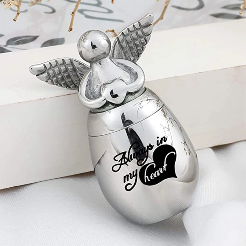316L Stainless Steel Angel Wing urns Can Open Ashes Holder Cremation Urn Memorial Keepsake Pendant Jar for Men Women Pets