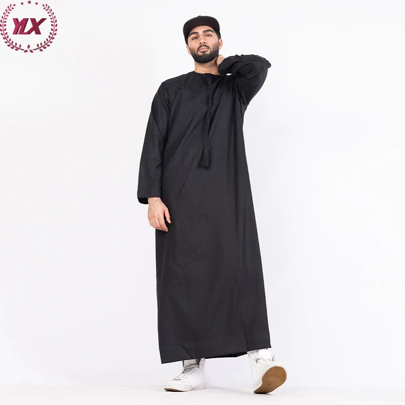 Black Palestine Jubba Arab Vietnam Omani Men's Manufacturing 2023 Fashion Fabric Men Muslim Thobe