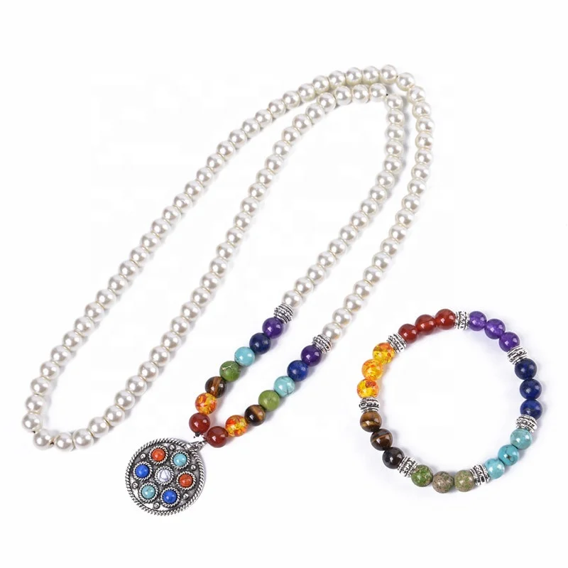 beaded chakra necklace