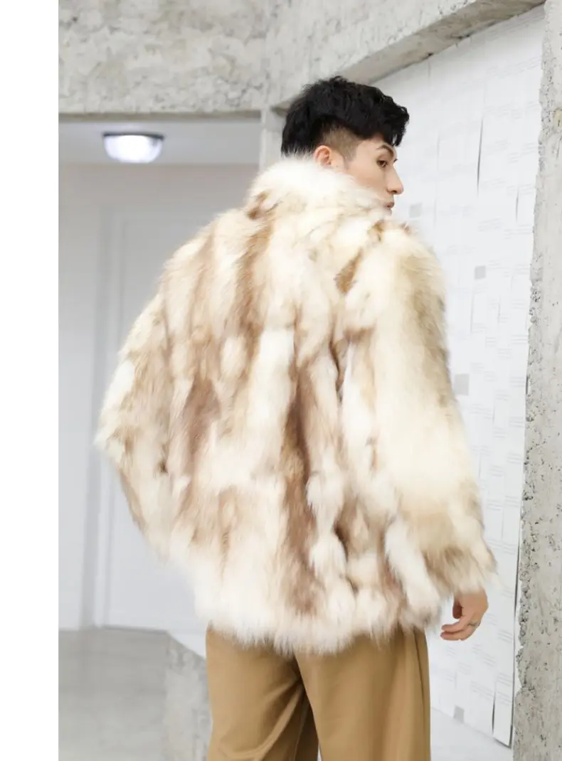 Finland imported SAGA-grade fox fur coat men's 2022 new light luxury hooded fur coat winter