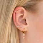 Stud Earrings Geometric 18k Gold Plated Metal Pearl Stud Earrings Geometric Petal Diamond Star Snowflake Silver Drop Earrings Gift Jewelry