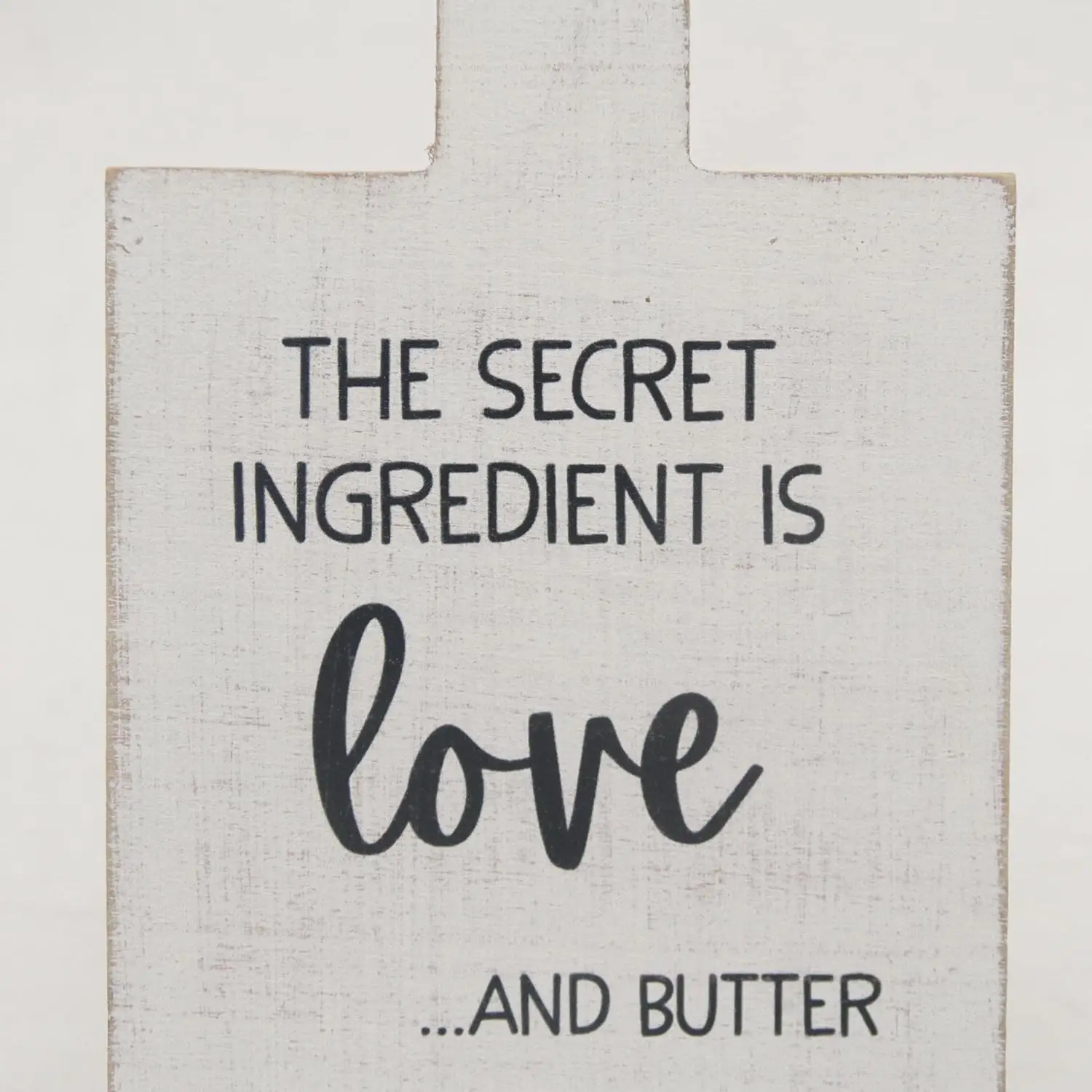 The Secret Ingredient is Love and Butter Warming Quote Wall Decor with Rope Hanger, Rustic Wall Hanging Sign, Wooden Wall Art Si