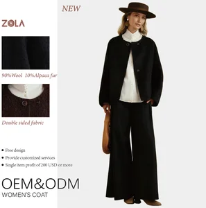 Hot Sale Women's Winter Coat Handmade Casual Double-Sided Wool Alpaca Eco-Friendly Keep Warm Outerwear Button Decoration New