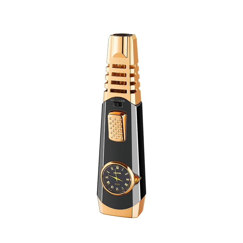 Quartz Dial Straight Blue Flame Blowgun Inflatable Lighter New Style Outdoor Barbecue and Torch