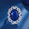 Blue pointed crystal ring