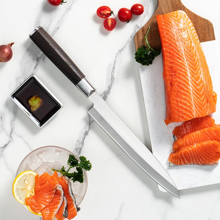 Japanese 210mm Slicing Sashimi Knife 5cr15 Sakimaru Sushi Knives Stainless Steel Sushi Knife With Wenge Wood Handle