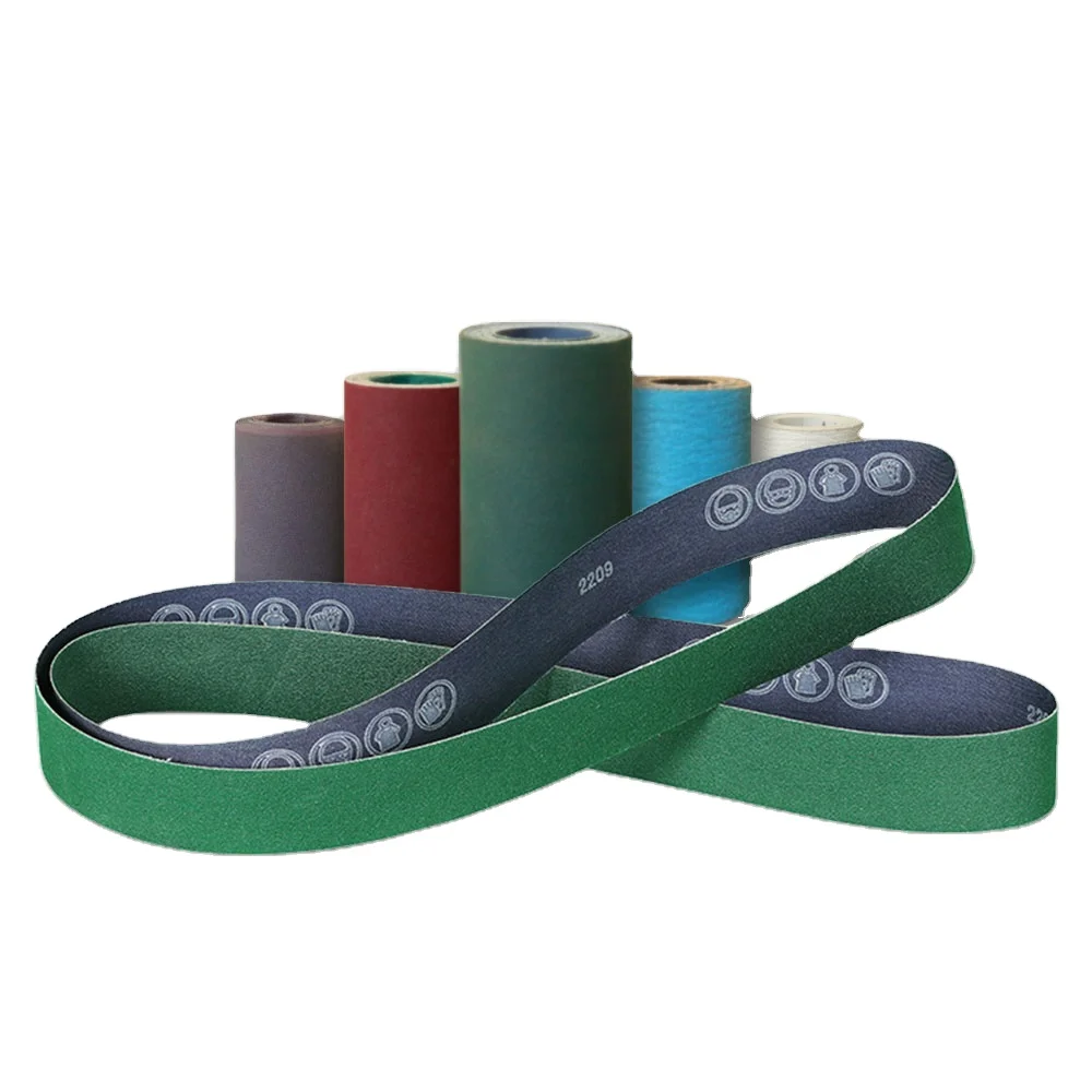 Hot sales customize sizes blend cloth P100 to P600# Calcined Aluminua sanding roll sanding belt