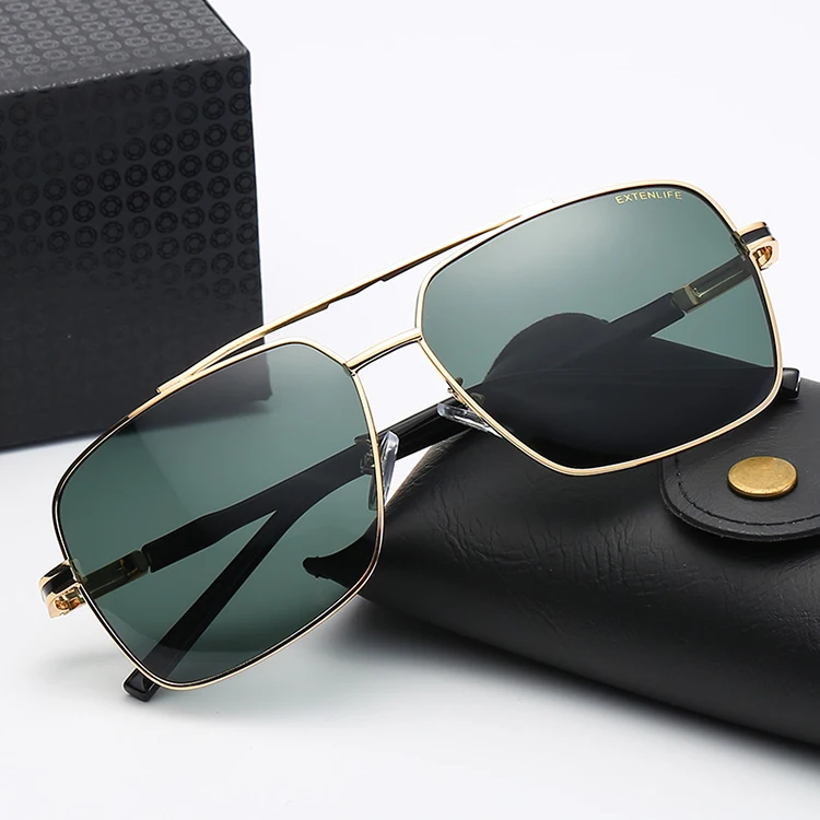 Gold Black Square Sunglasses for Men for sale