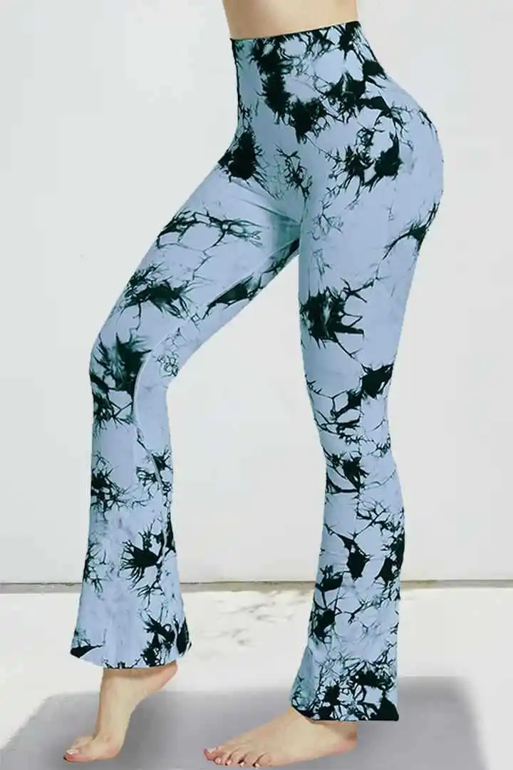 product high waist yoga pants seamless tie dyed yoga leggings bell bottoms leggings wide leg sports fitness yoga pants-59