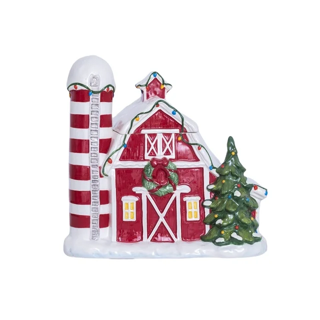 Керамическая канистра ручной работы высокое качество красивый Рождественский дом фарфоровые стеклянные контейнеры для печенья и конфет