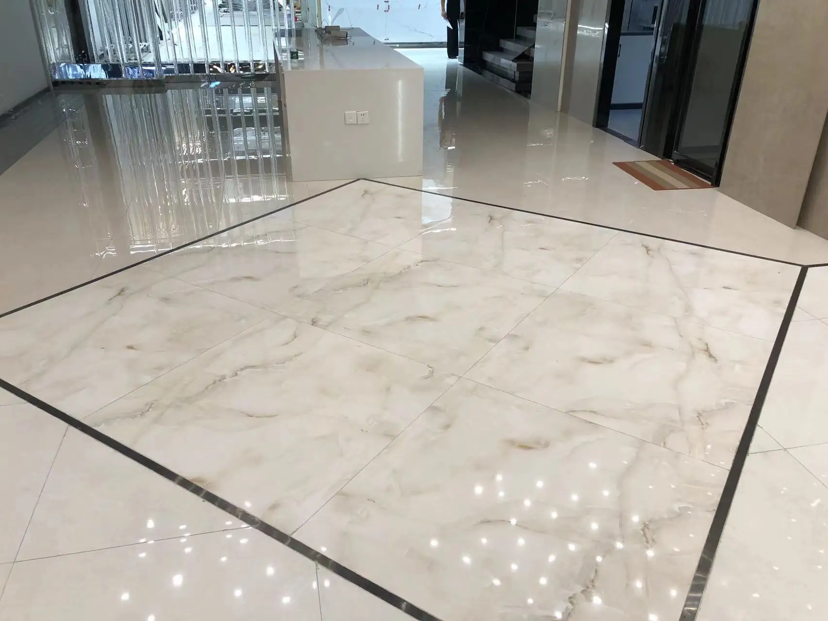 Realgres Glazed Porcelain Carrara Gold Polished Imitation Stone Texture Marble Floor Tile 1000x1000
