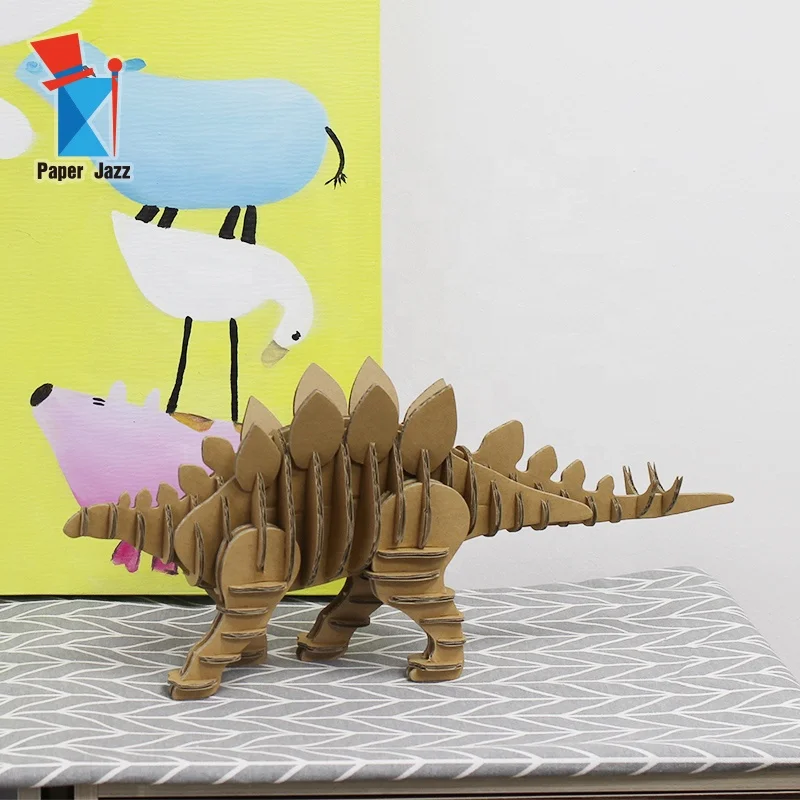 3D Cardboard Puzzle Stegosaurus for Home Decoration