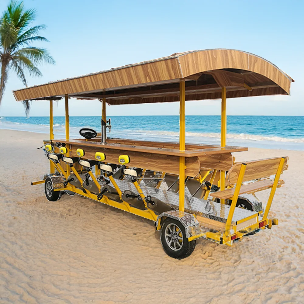 Bar Beer Paddle Bike Pedal Pub Party Bike Beer Cart 15 Seater Sightseeing Car Mobile Bar Party  Bike For Playground Or Attraction