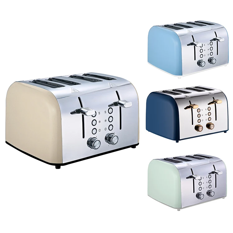 4 Slice S/s Toaster Long Slot Stainless Steel Metal 16 Level Browning